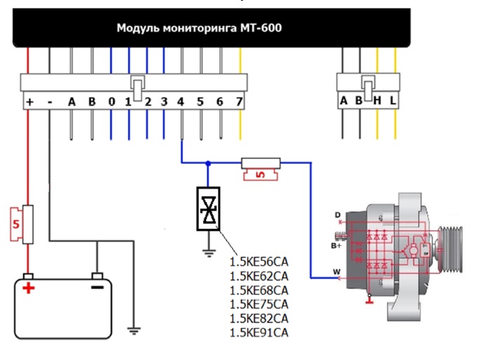 Рисунок 1 - Подключение сигнала оборотов двигателя к МТ-600